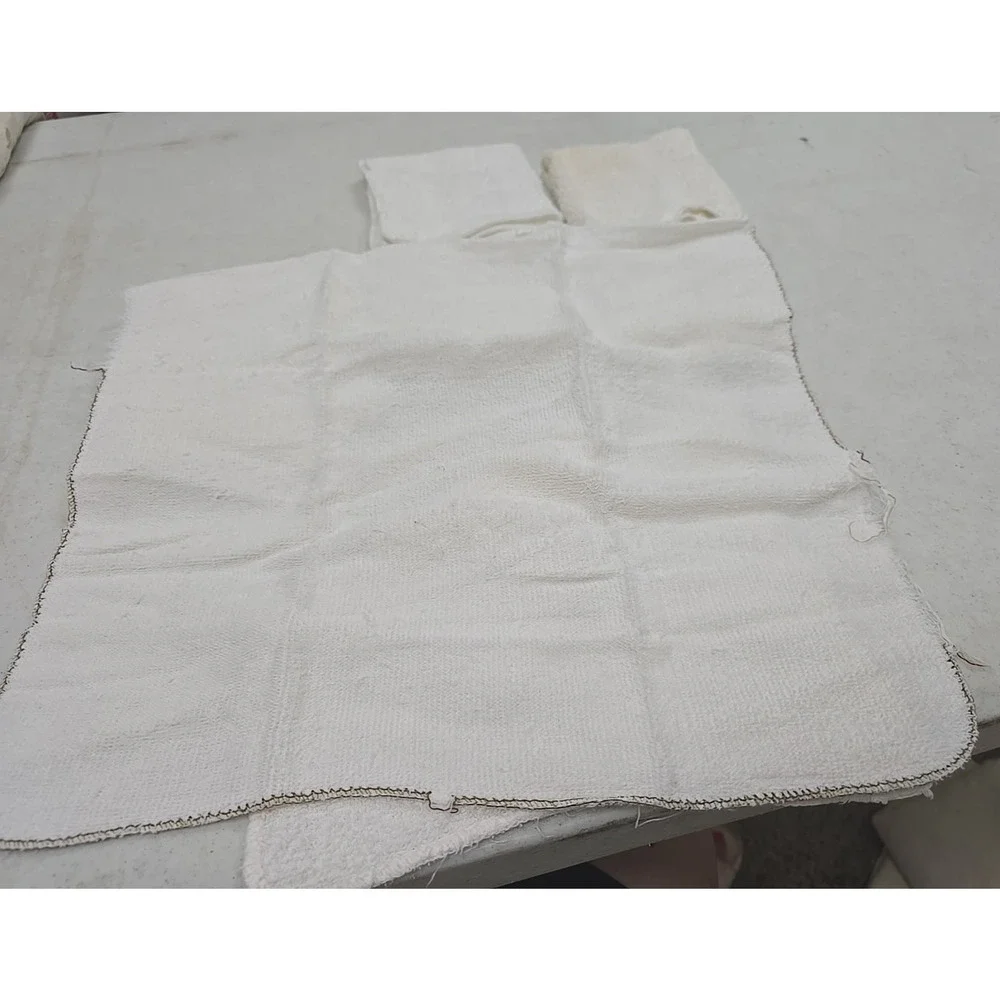 Lot of 7 Vintage White Cotton Absorbent Soft Thin Face Hand‎ Towel Washcloth